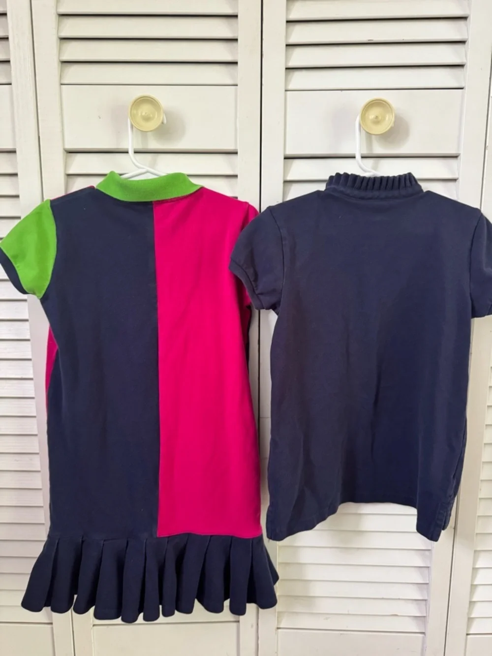 Ralph Lauren Girls Navy, Pink & Green Colorblock Polo Dress and the t-shirt.